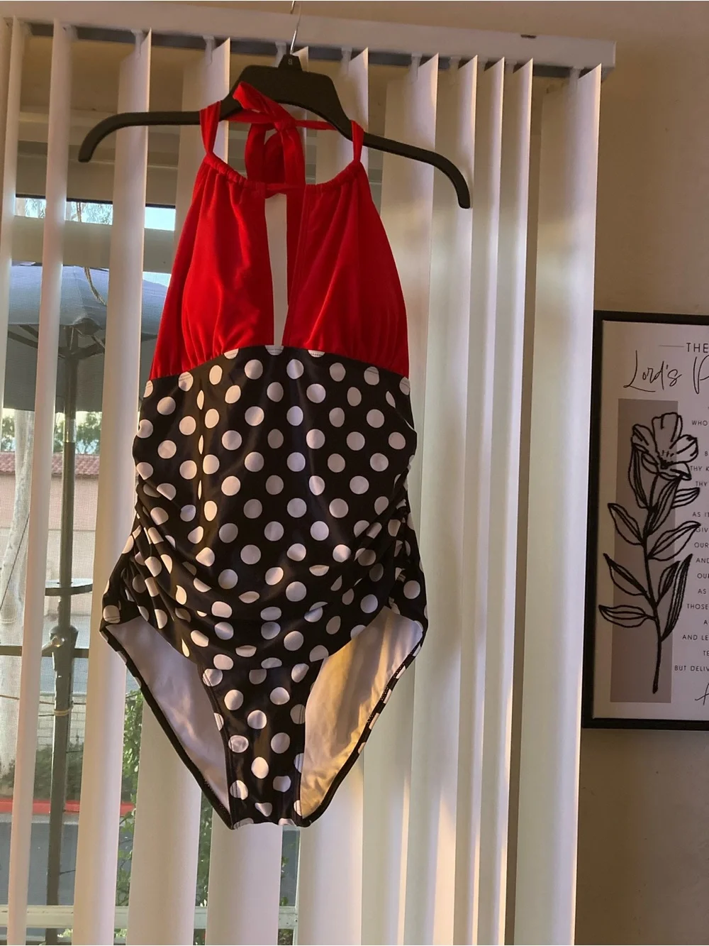 Kids Red & Black Polka Dot One-Piece Swimsuit